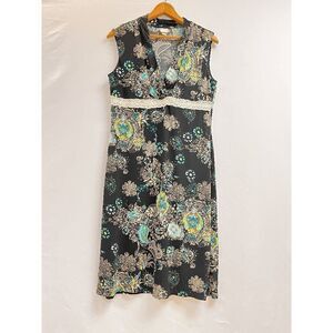 Merona Women's Sleeveless V neck Mini Casual Dress Black Floral Size M